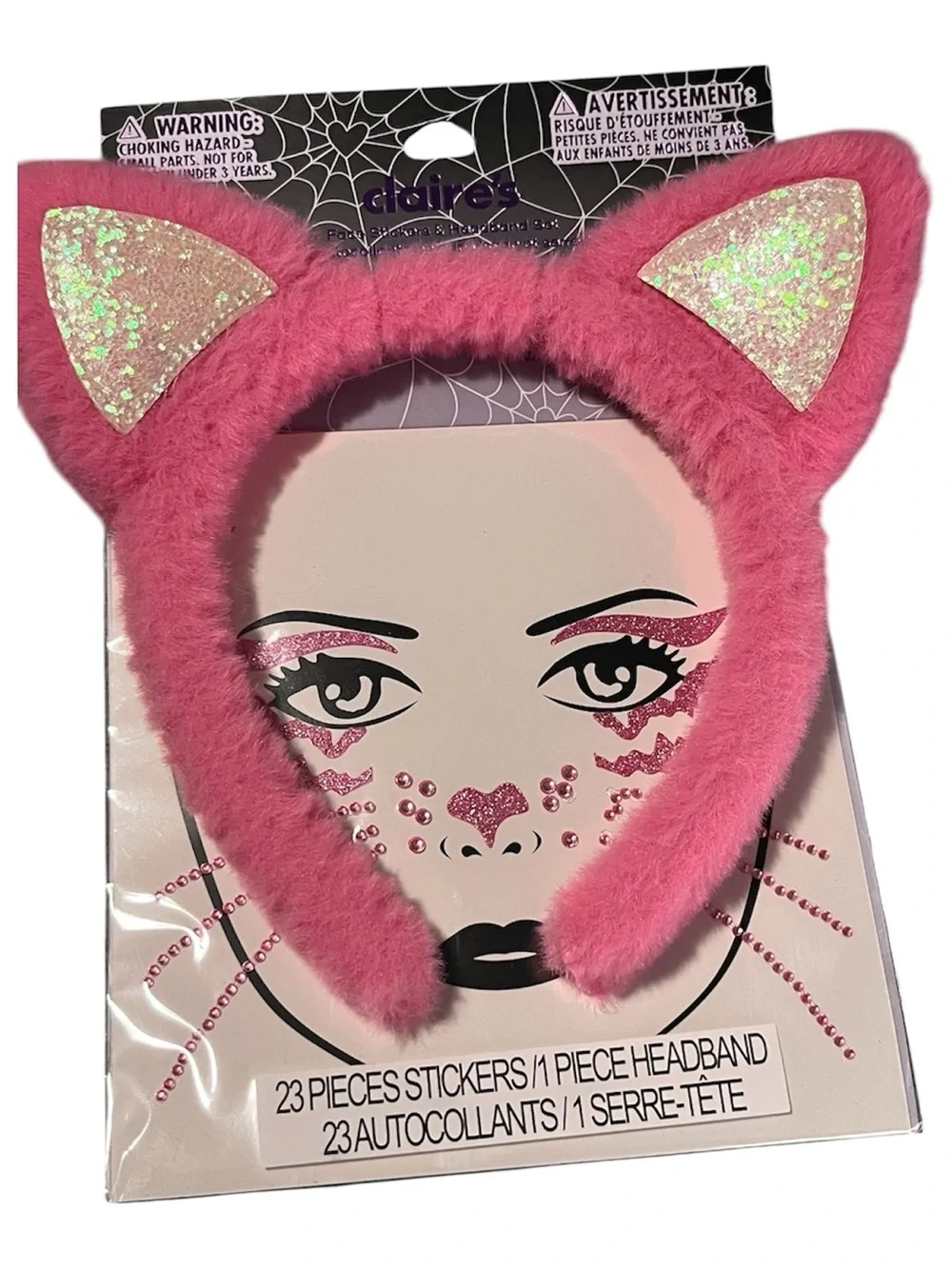 Claire's Pink Fuzzy Cat Ear Headband